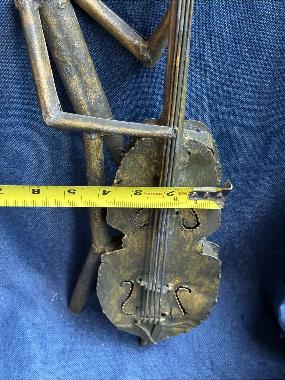1980s Vintage Z Gallerie Brutalist Metal Jazz Cello Player Statue Sculpture 17
